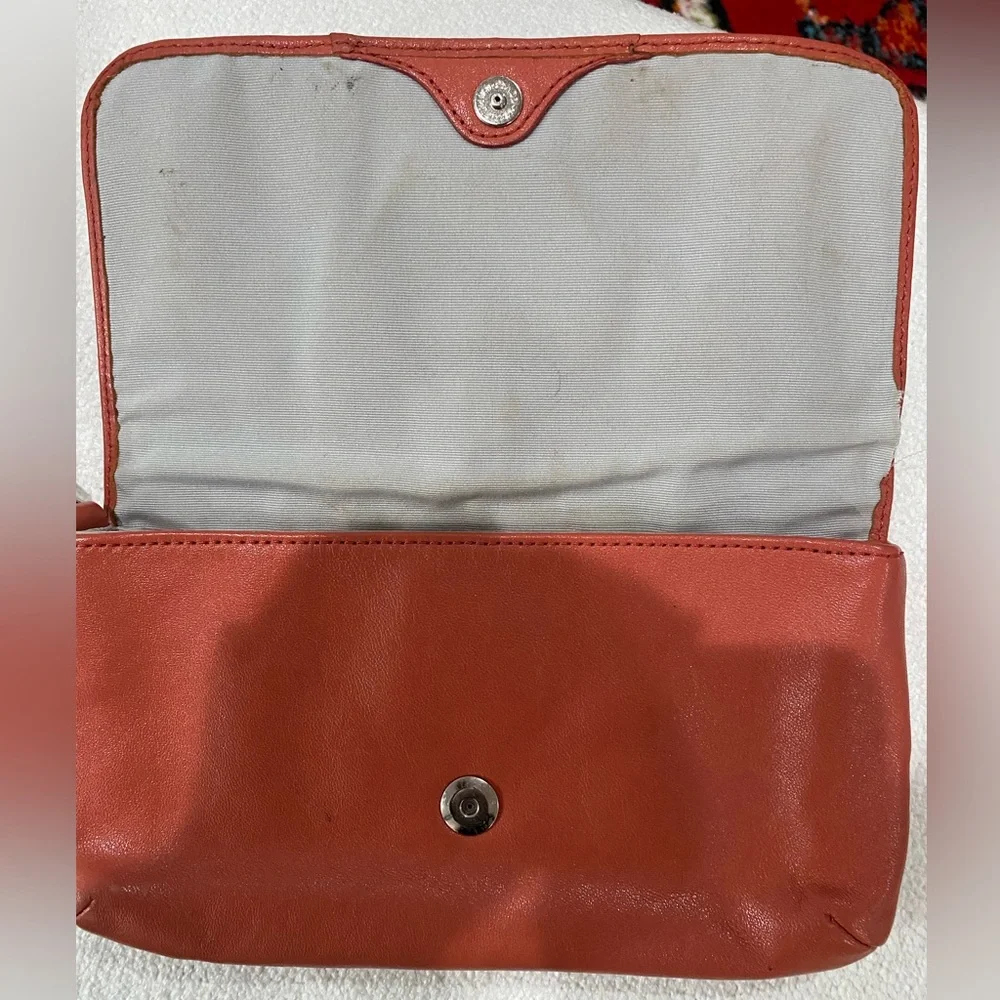 Coach Orange Leather Wristlet Clutch